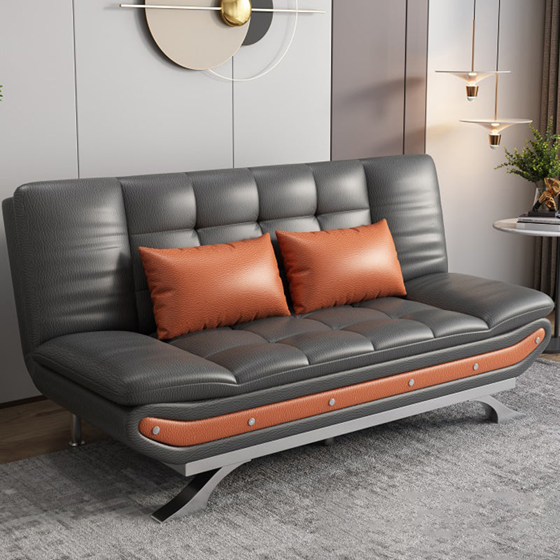 Living Room Stain-Resistant Faux Leather Couch 2-seater Tufted Back Sofa