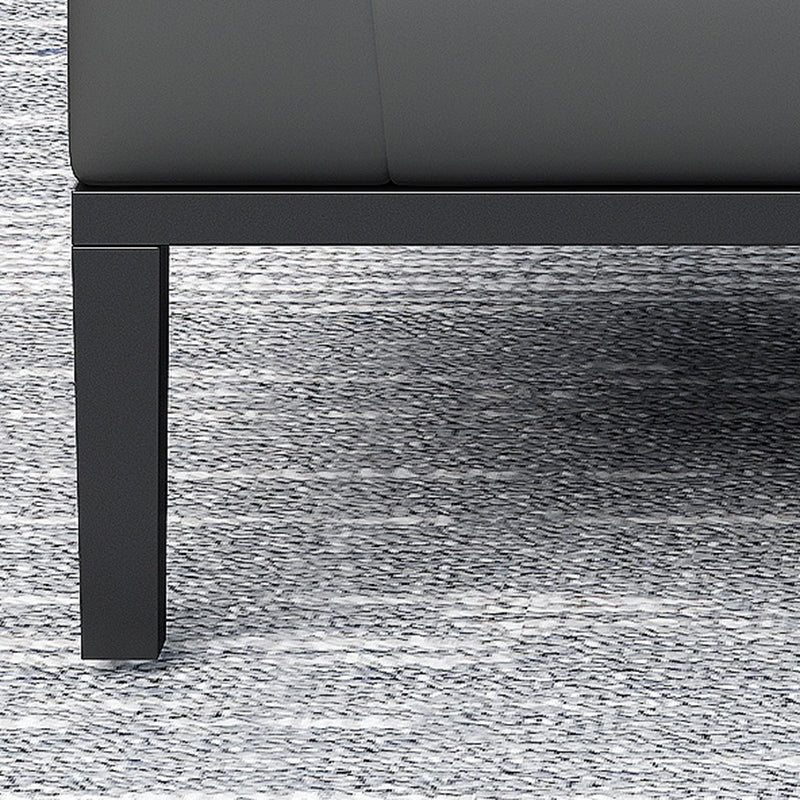 Square Arm Settee Stain-Resistant Leather Couch in Black/Grey