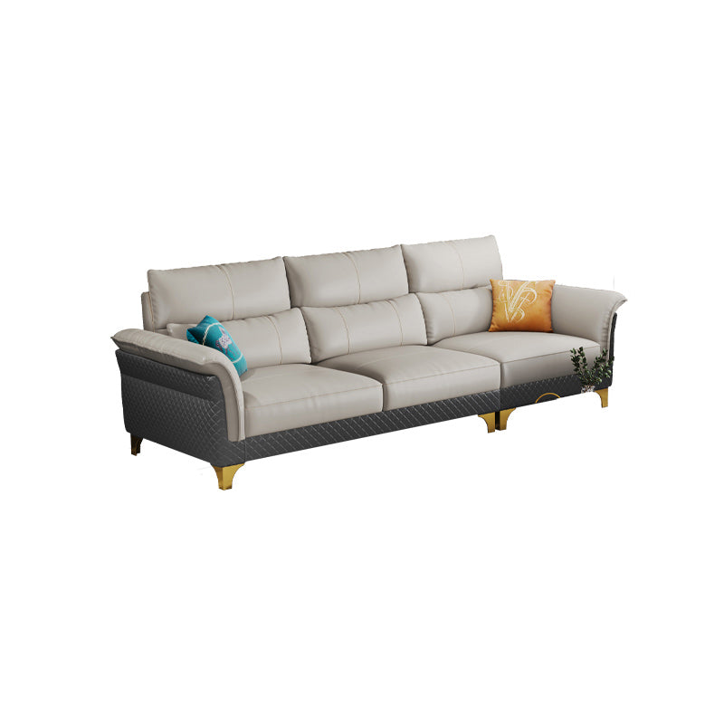 Contemporary Grey Sectional High Back Pillow Top Arm Sofa for Living Room