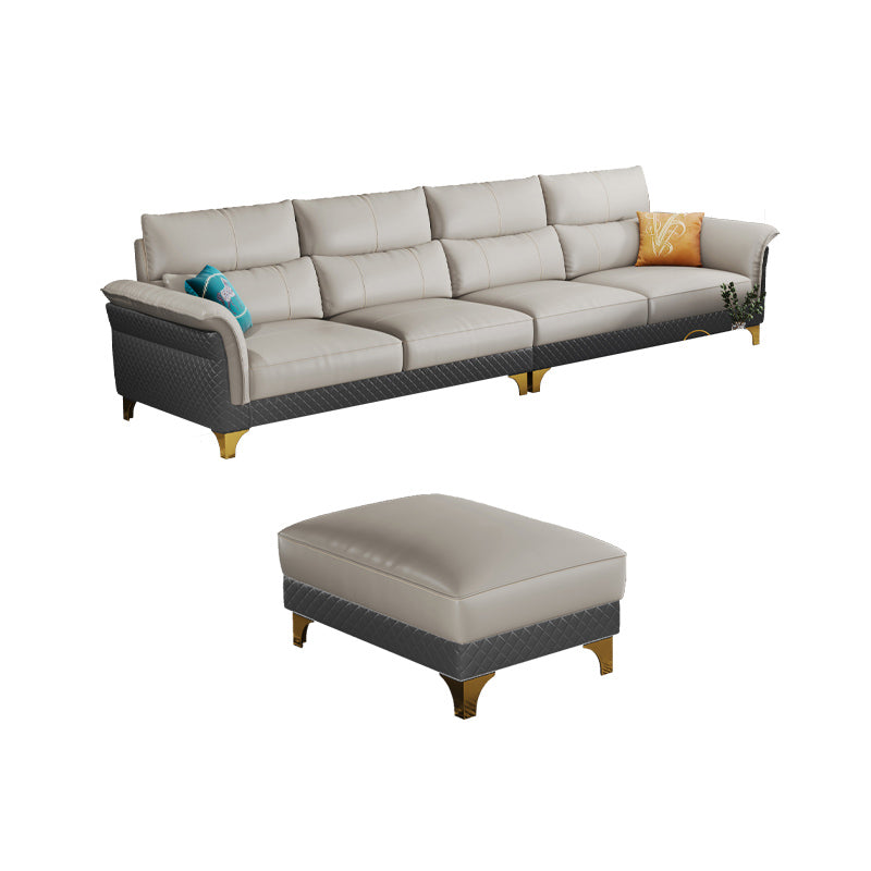 Contemporary Grey Sectional High Back Pillow Top Arm Sofa for Living Room