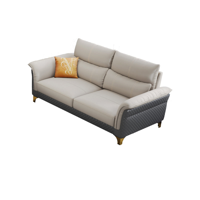 Contemporary Grey Sectional High Back Pillow Top Arm Sofa for Living Room