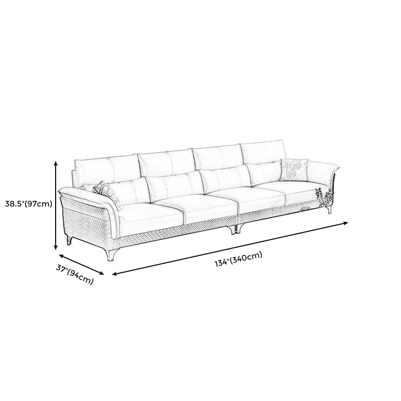 Contemporary Grey Sectional High Back Pillow Top Arm Sofa for Living Room