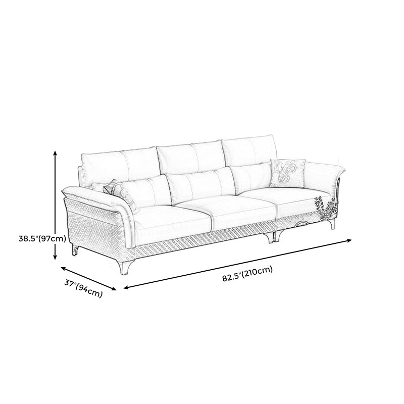 Contemporary Grey Sectional High Back Pillow Top Arm Sofa for Living Room