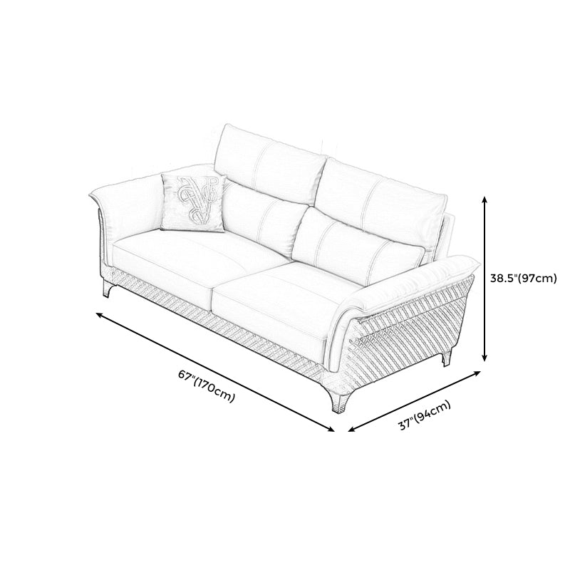 Contemporary Grey Sectional High Back Pillow Top Arm Sofa for Living Room
