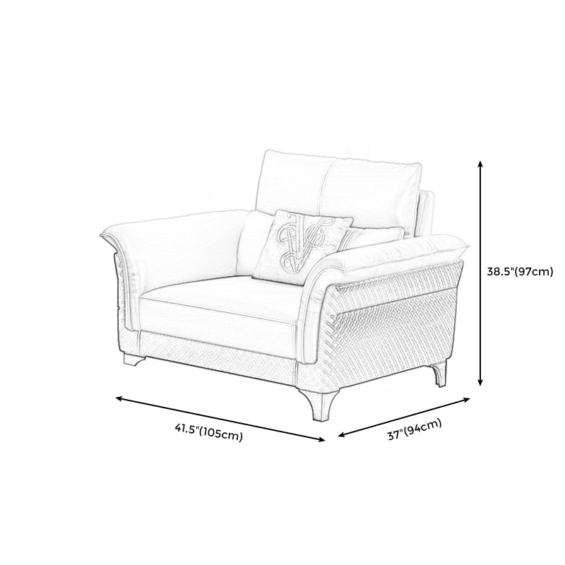 Contemporary Grey Sectional High Back Pillow Top Arm Sofa for Living Room