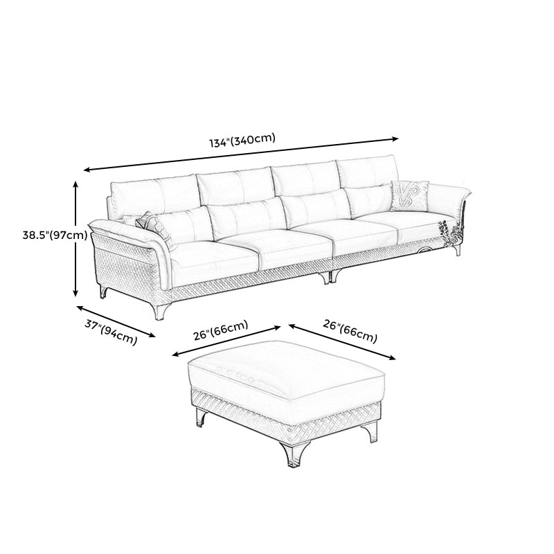 Contemporary Grey Sectional High Back Pillow Top Arm Sofa for Living Room
