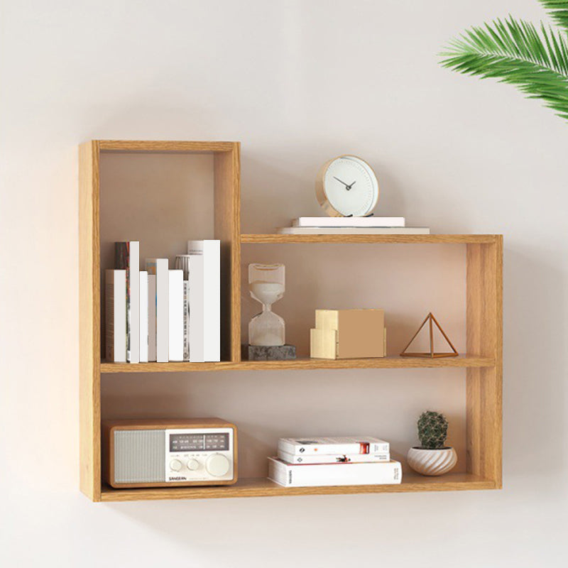 Contemporary Wood Bookcase Closed Back Wall Mounted Bookshelf for Home Office