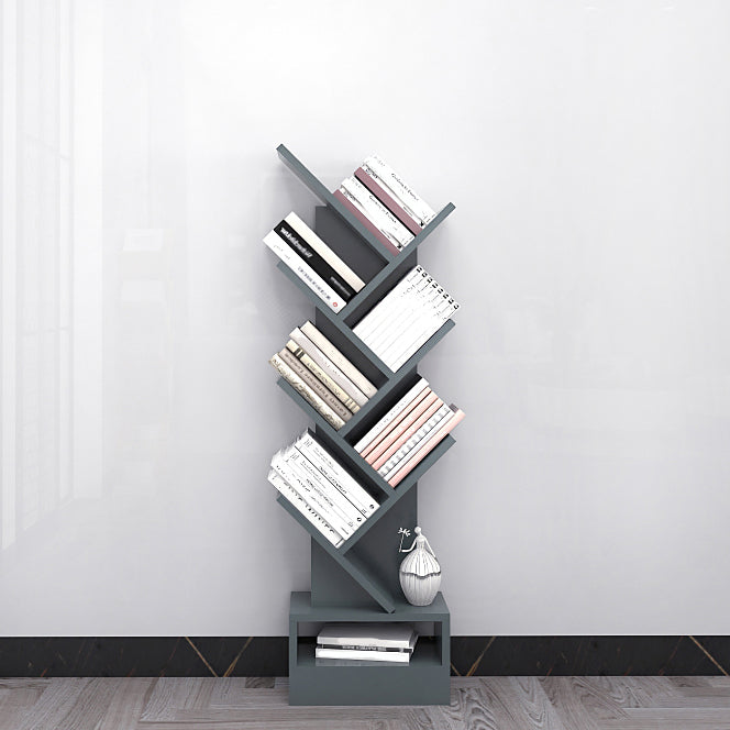 Modern Closed Back Bookshelf Manufactured Wood Vertical Bookcase for Home
