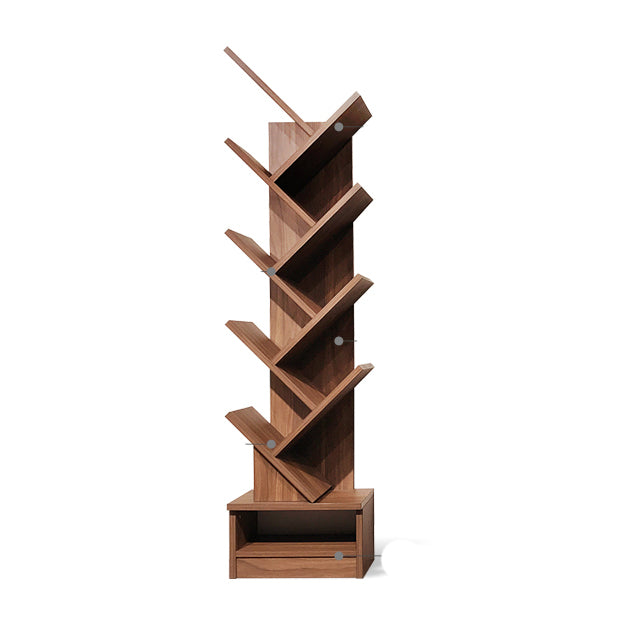 Modern Closed Back Bookshelf Manufactured Wood Vertical Bookcase for Home