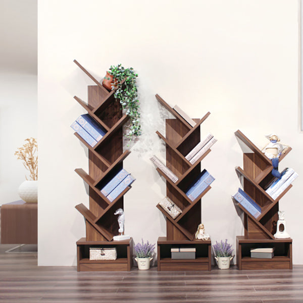 Modern Closed Back Bookshelf Manufactured Wood Vertical Bookcase for Home