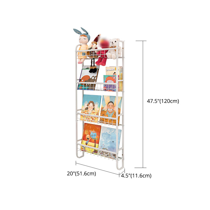 Modern Style Metal Bookshelf Wall Mounted Bookcase for Bedroom