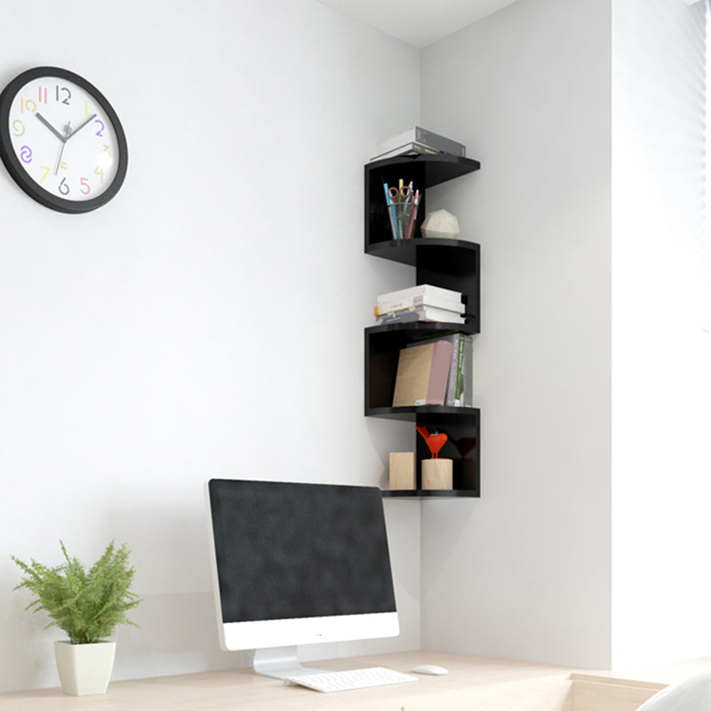 Contemporary Wall Mounted Bookcase Engineered Wood Bookshelf for Home Office