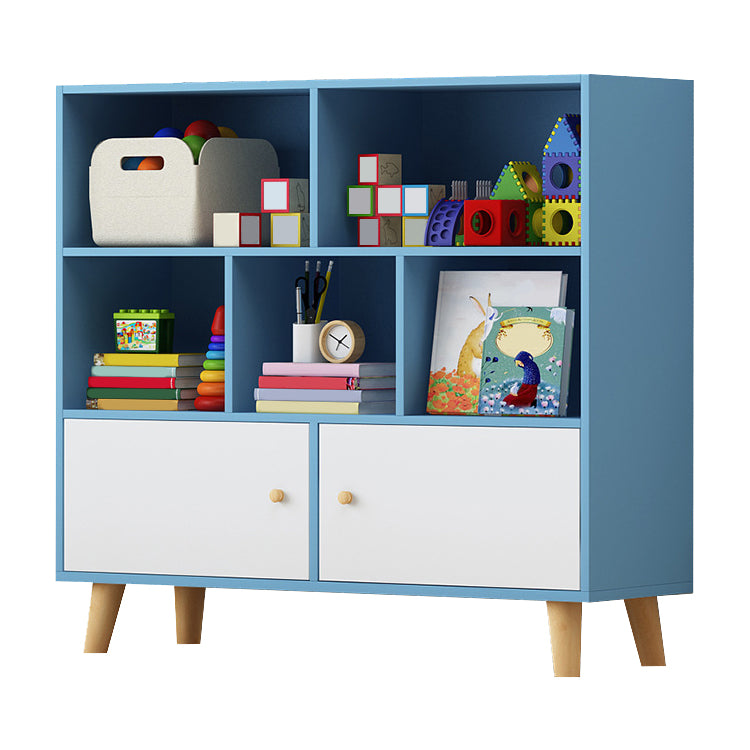 Wooden Shelf Bookcase Closed Back Bookshelf with Doors for Office