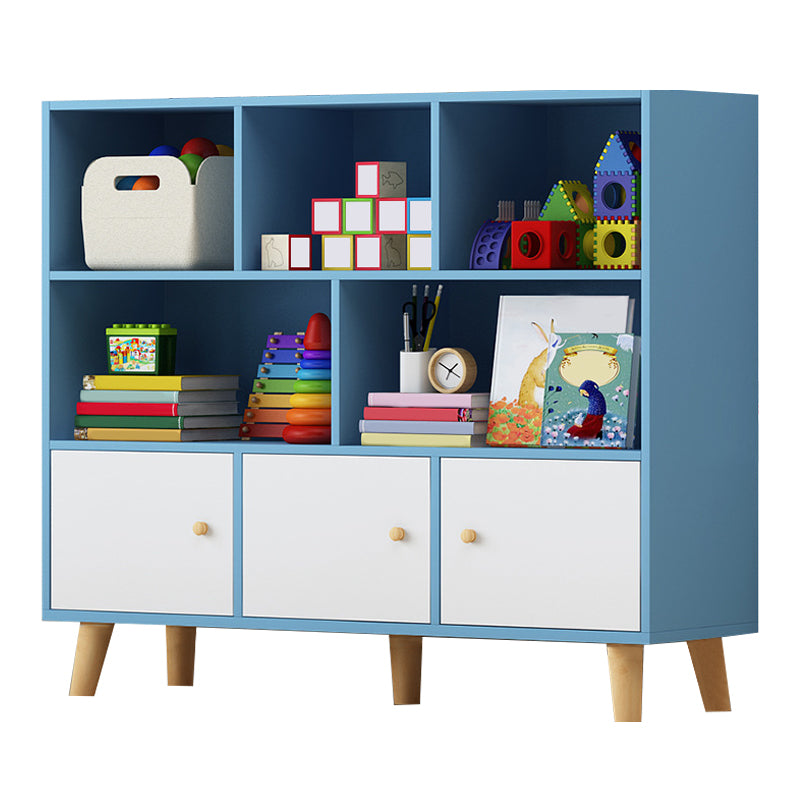 Wooden Shelf Bookcase Closed Back Bookshelf with Doors for Office