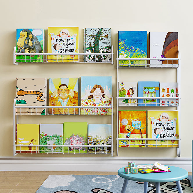 Modern Style Bookshelf Wall Mounted Metal Bookcase for Kid Room
