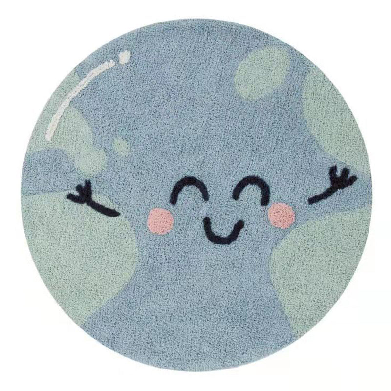 Round Cartoon Pattern Rug Stain Resistant Rug for Children Room