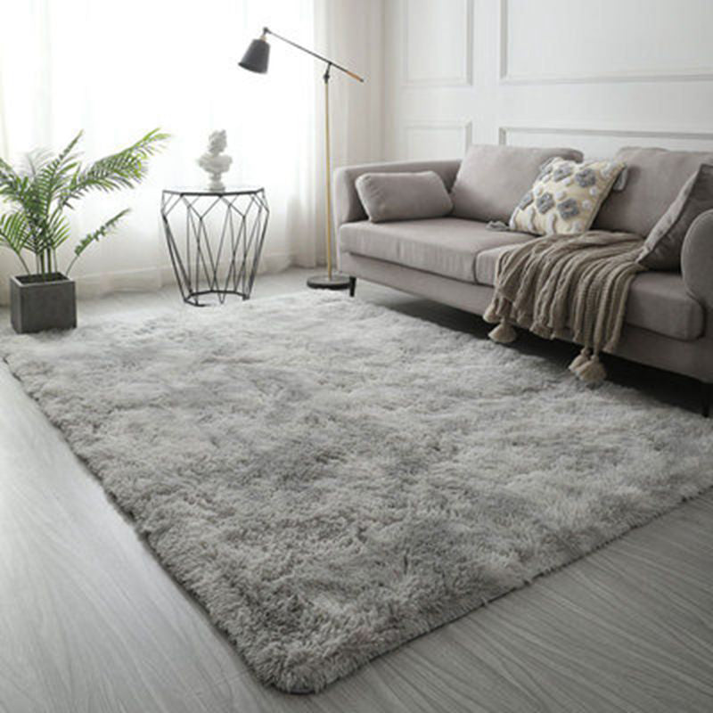Modern Solid Color Soft Rug Rectangle Long Villus Loom Rug for Bedroom