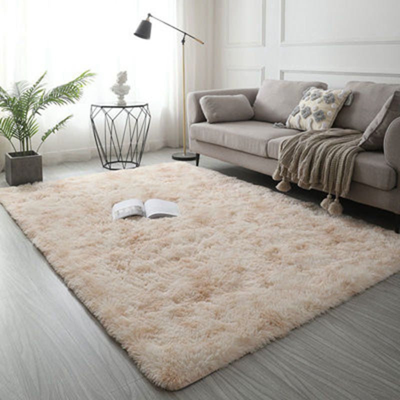 Modern Solid Color Soft Rug Rectangle Long Villus Loom Rug for Bedroom