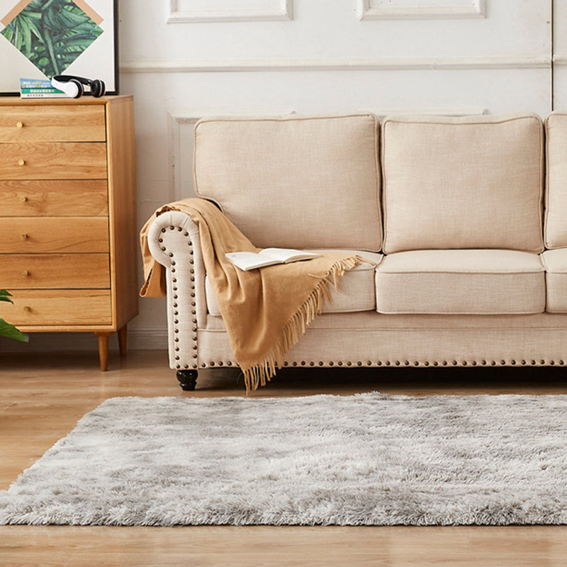 Modern Solid Color Soft Rug Rectangle Long Villus Loom Rug for Bedroom