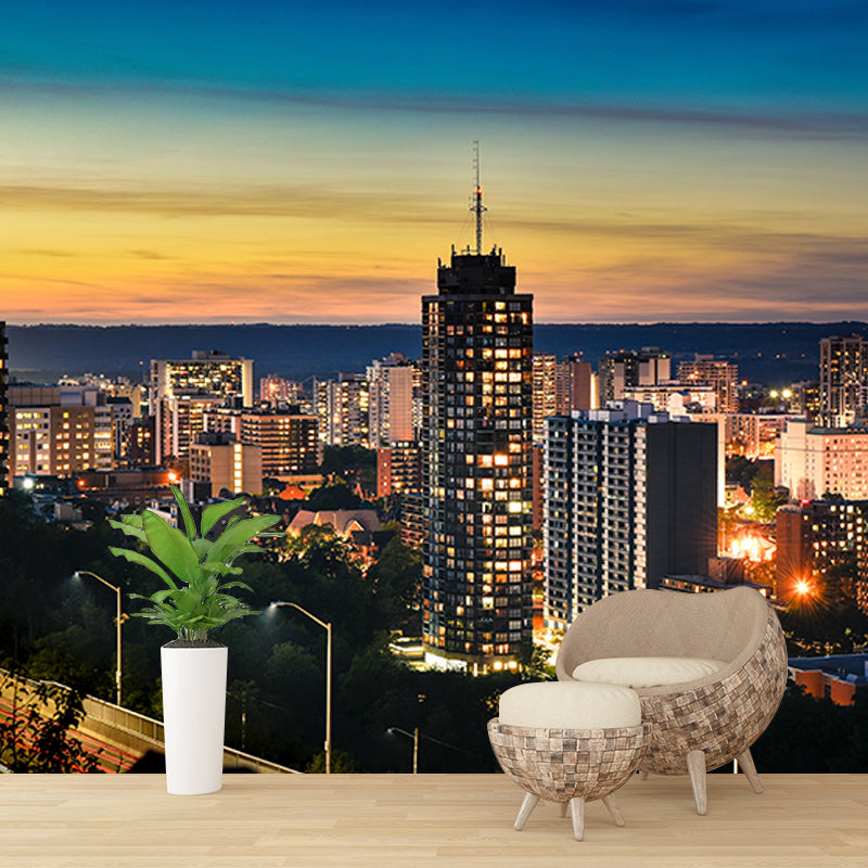 Photography Stain Resistant Mural Wallpaper Urban Scenery Sleeping Room Wall Mural