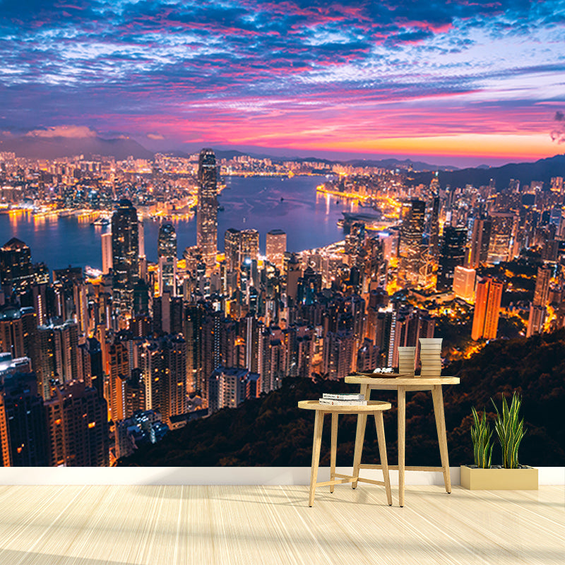 Photography Stain Resistant Mural Wallpaper Urban Scenery Sleeping Room Wall Mural