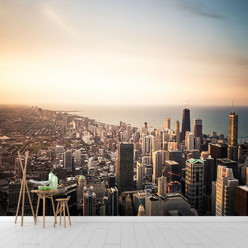 Modern Style Mural Wallpaper Urban Scenery Environment Friendly Bedroom Wall Mural