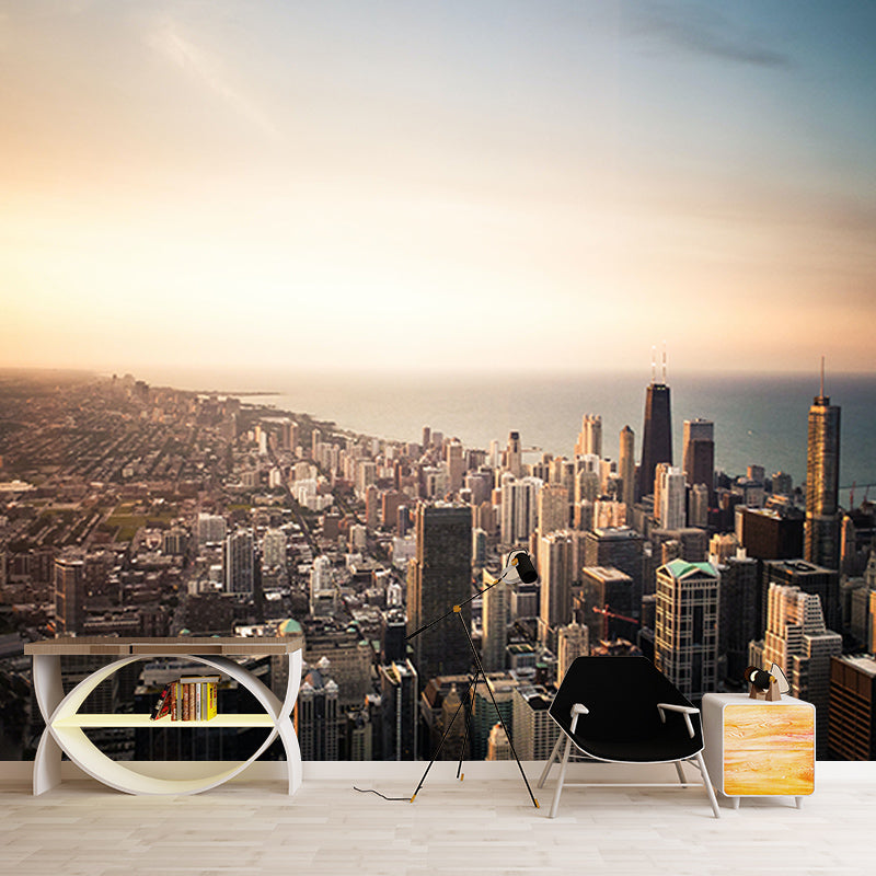 Modern Style Mural Wallpaper Urban Scenery Environment Friendly Bedroom Wall Mural