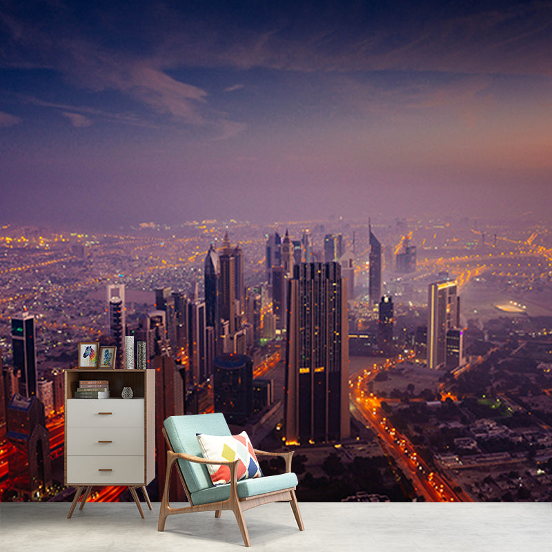Modern Style Mural Wallpaper Urban Scenery Environment Friendly Bedroom Wall Mural