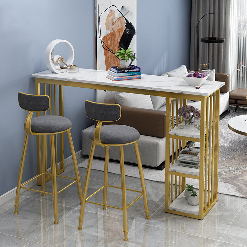 Rectangle Bar Dining Table Contemporary Bar Table with Sled Base in Gold