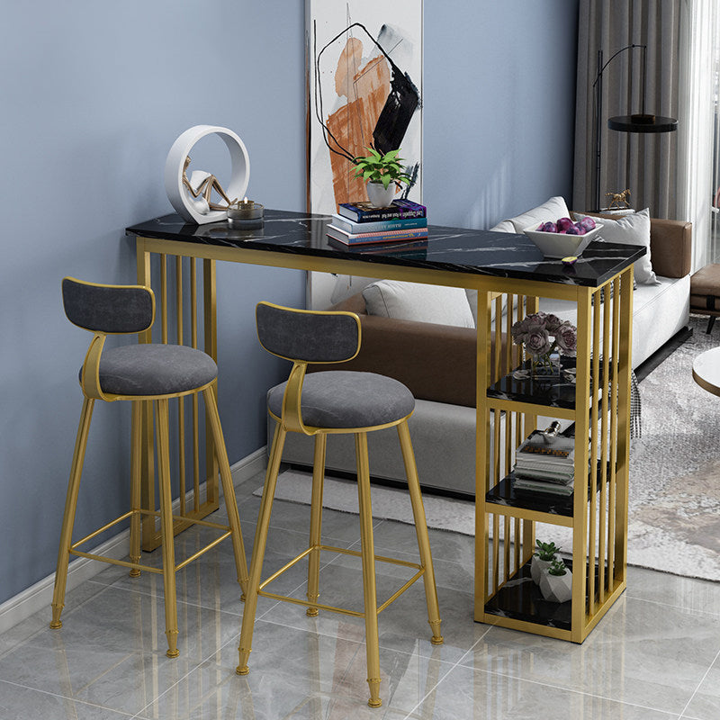 Rectangle Bar Dining Table Contemporary Bar Table with Sled Base in Gold