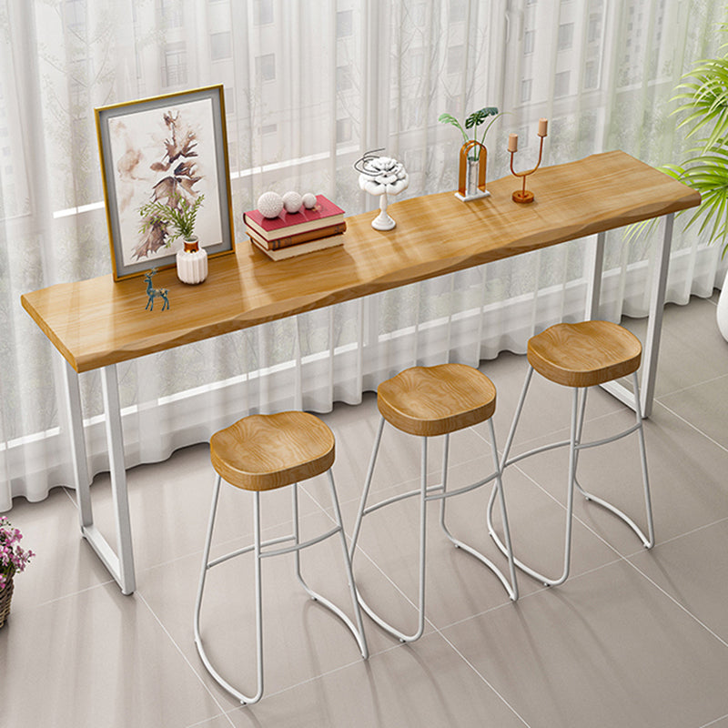 Pine Wood Bar Dining Table Modern Bar Table with Sled Base for Dining Room