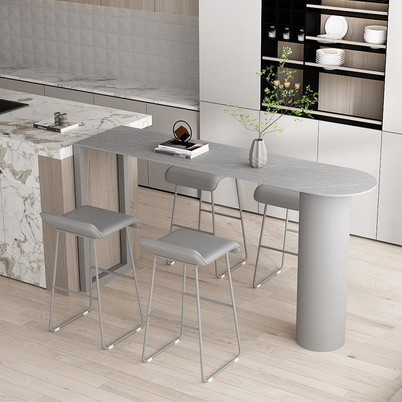Stone Bar Dining Table Modern Bar Table with Double Pedestal for  Dining Room Kitchen