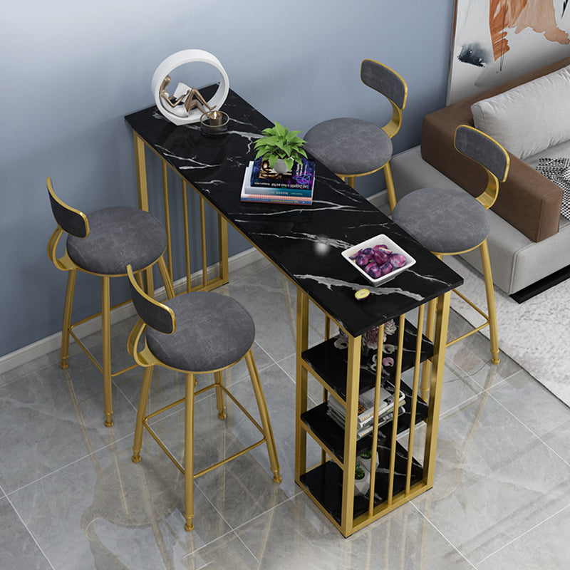 Rectangle Bar Table Contemporary Bar Dining Table with Sled Base in Gold