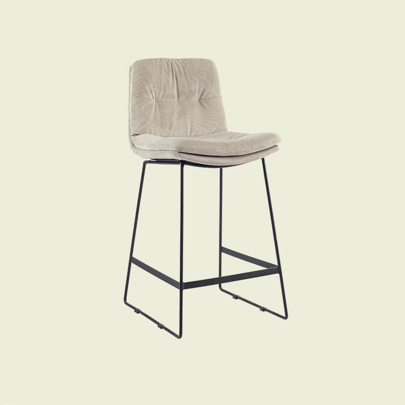 Scandinavian Matte Finish Upholstered Barstool Footrest Coffee Shop Stool