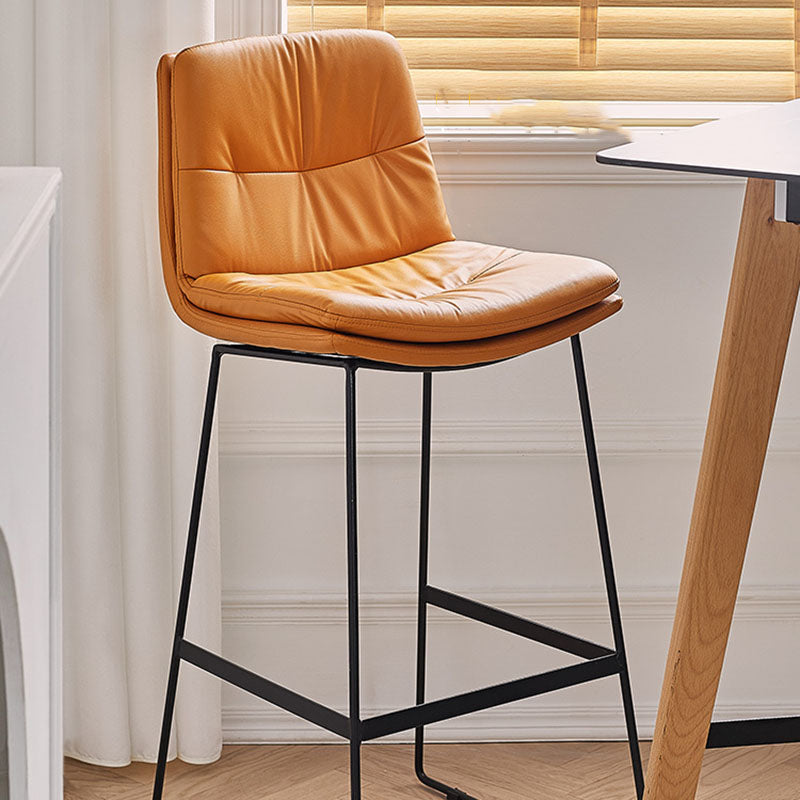 Scandinavian Matte Finish Upholstered Barstool Footrest Coffee Shop Stool