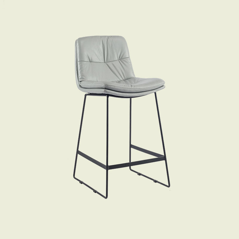 Scandinavian Matte Finish Upholstered Barstool Footrest Coffee Shop Stool