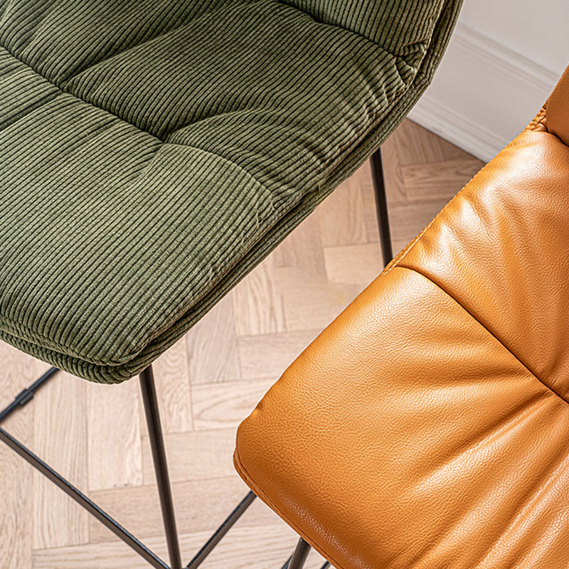 Scandinavian Matte Finish Upholstered Barstool Footrest Coffee Shop Stool