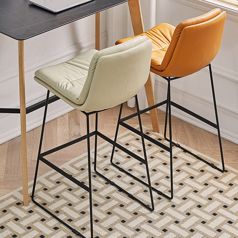 Scandinavian Matte Finish Upholstered Barstool Footrest Coffee Shop Stool