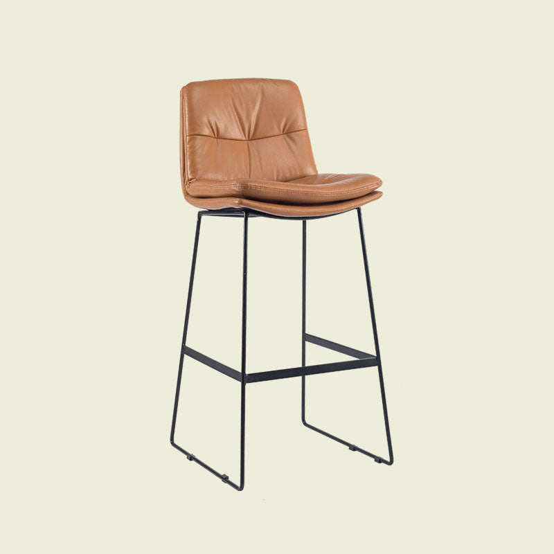 Scandinavian Matte Finish Upholstered Barstool Footrest Coffee Shop Stool