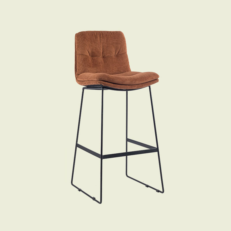 Scandinavian Matte Finish Upholstered Barstool Footrest Coffee Shop Stool