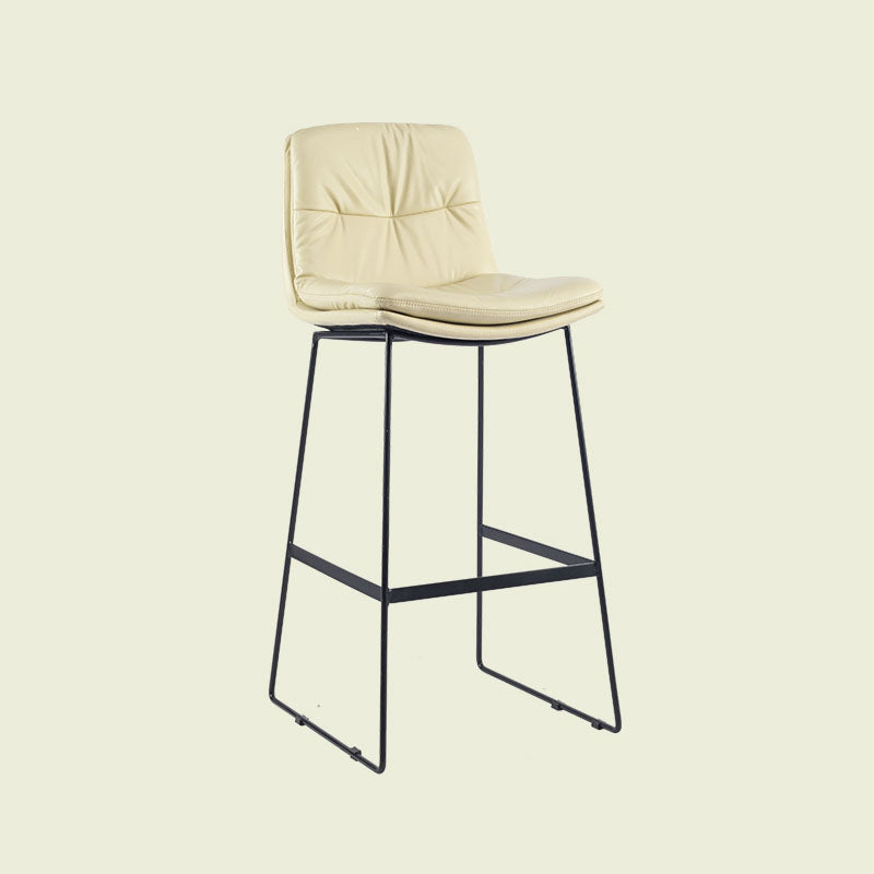 Scandinavian Matte Finish Upholstered Barstool Footrest Coffee Shop Stool