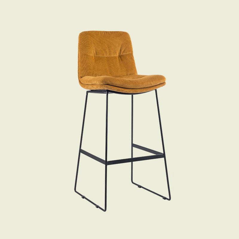 Scandinavian Matte Finish Upholstered Barstool Footrest Coffee Shop Stool