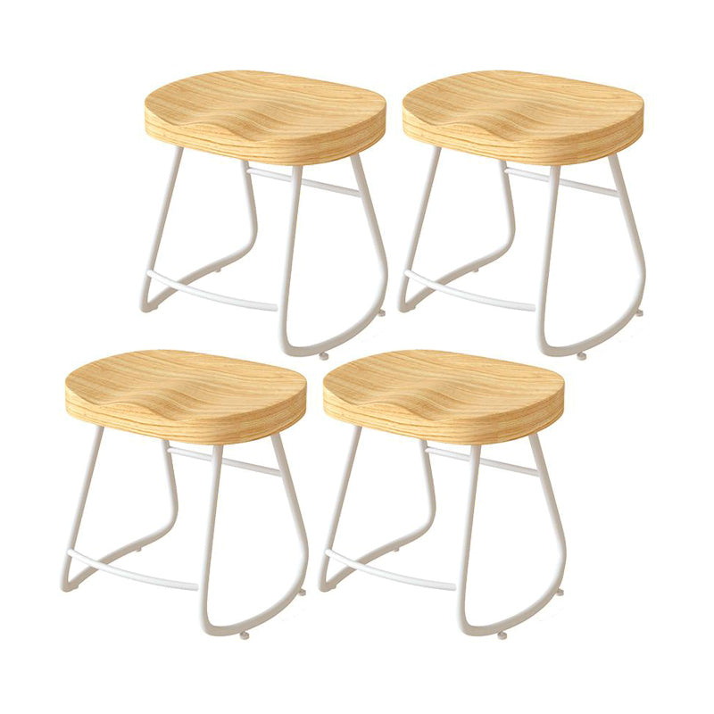 Contemporary Natural Solid Wood Barstool Footrest Restaurant Stool
