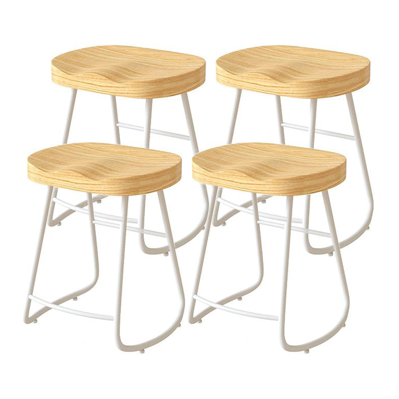 Contemporary Natural Solid Wood Barstool Footrest Restaurant Stool