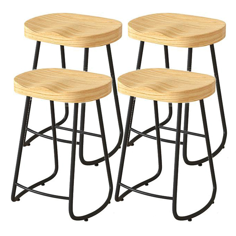 Contemporary Natural Solid Wood Barstool Footrest Restaurant Stool