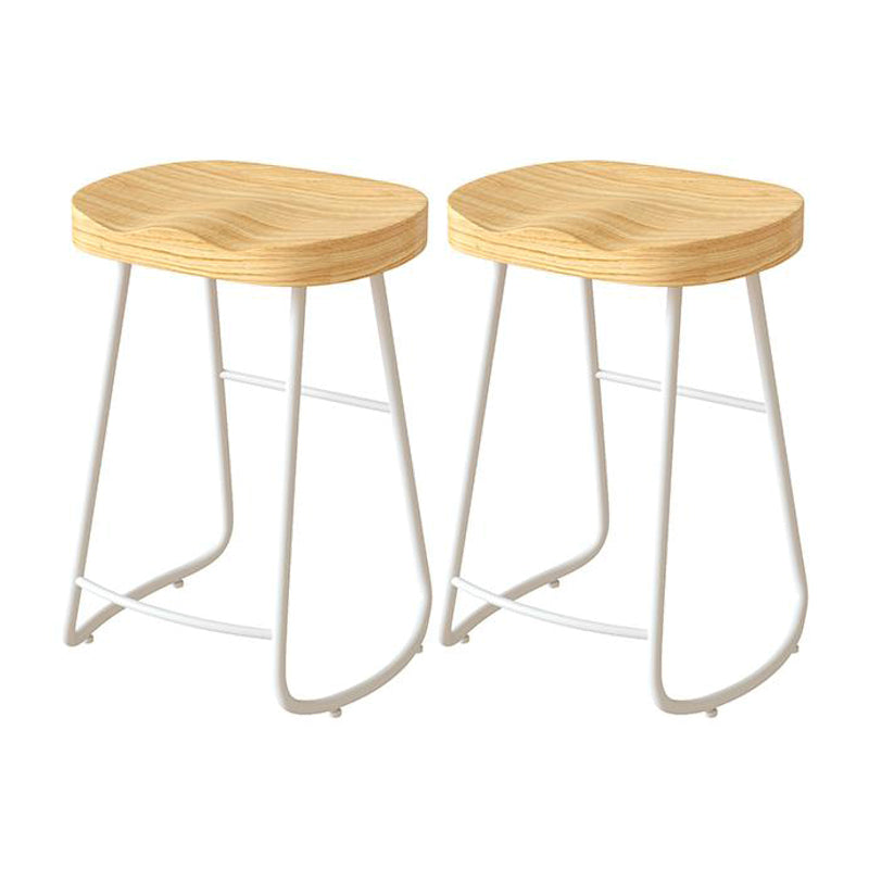 Contemporary Natural Solid Wood Barstool Footrest Restaurant Stool