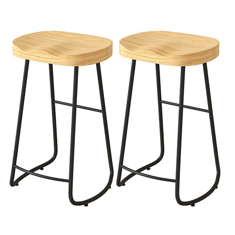 Contemporary Natural Solid Wood Barstool Footrest Restaurant Stool