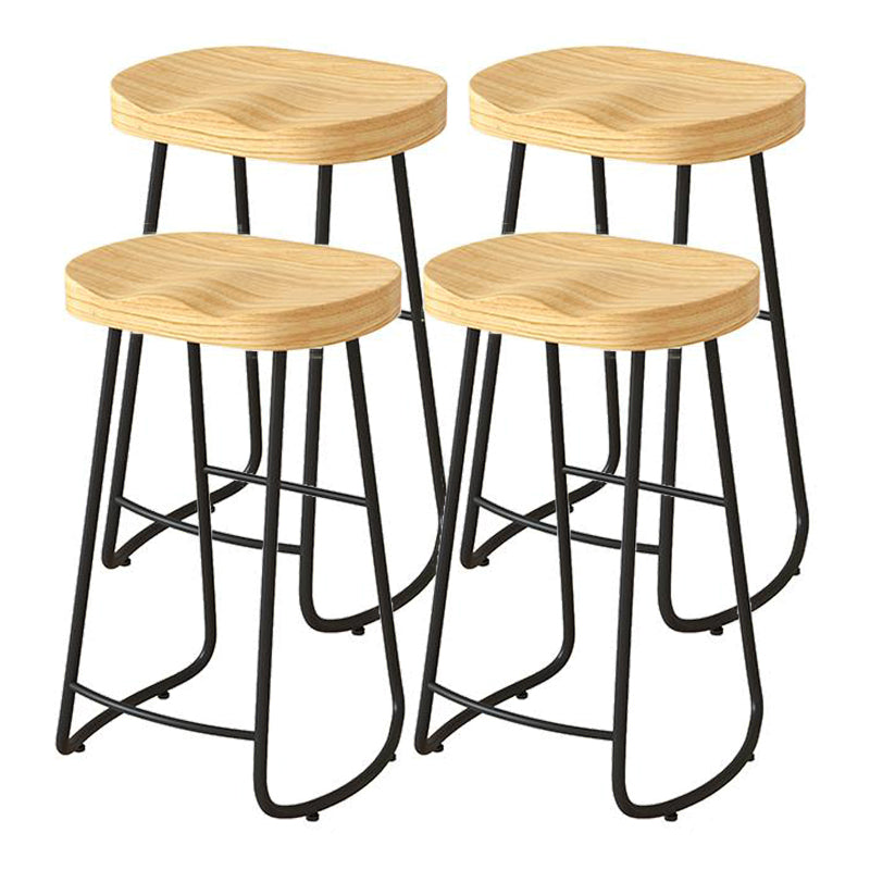 Contemporary Natural Solid Wood Barstool Footrest Restaurant Stool