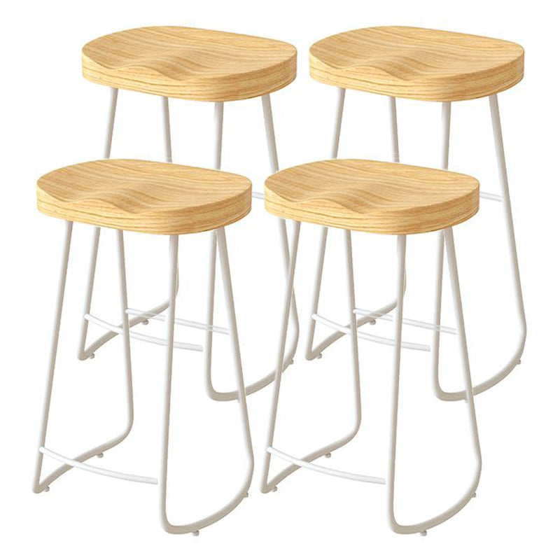 Contemporary Natural Solid Wood Barstool Footrest Restaurant Stool