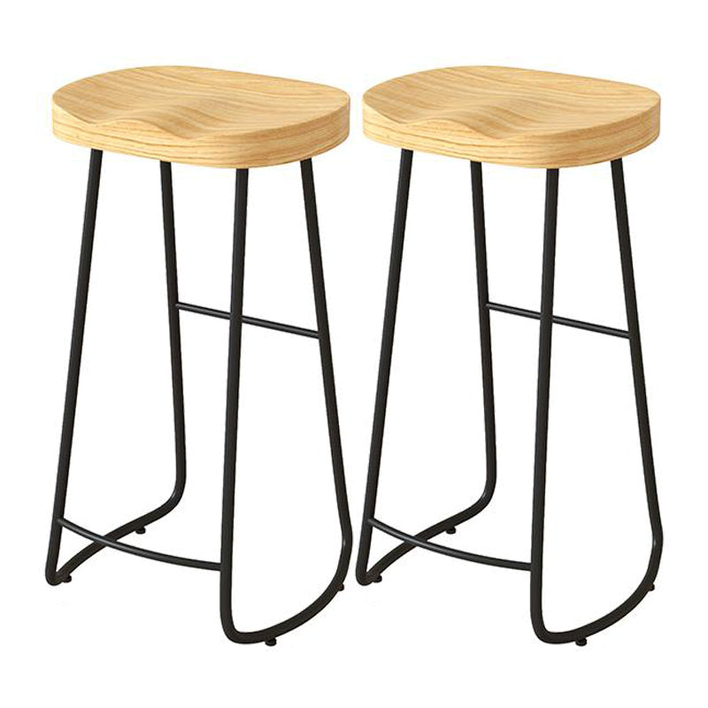 Contemporary Natural Solid Wood Barstool Footrest Restaurant Stool